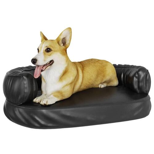Ergonomisk hundeseng 60x42 cm skum og kunstlæder sort