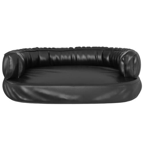 Ergonomisk hundeseng 60x42 cm skum og kunstlæder sort