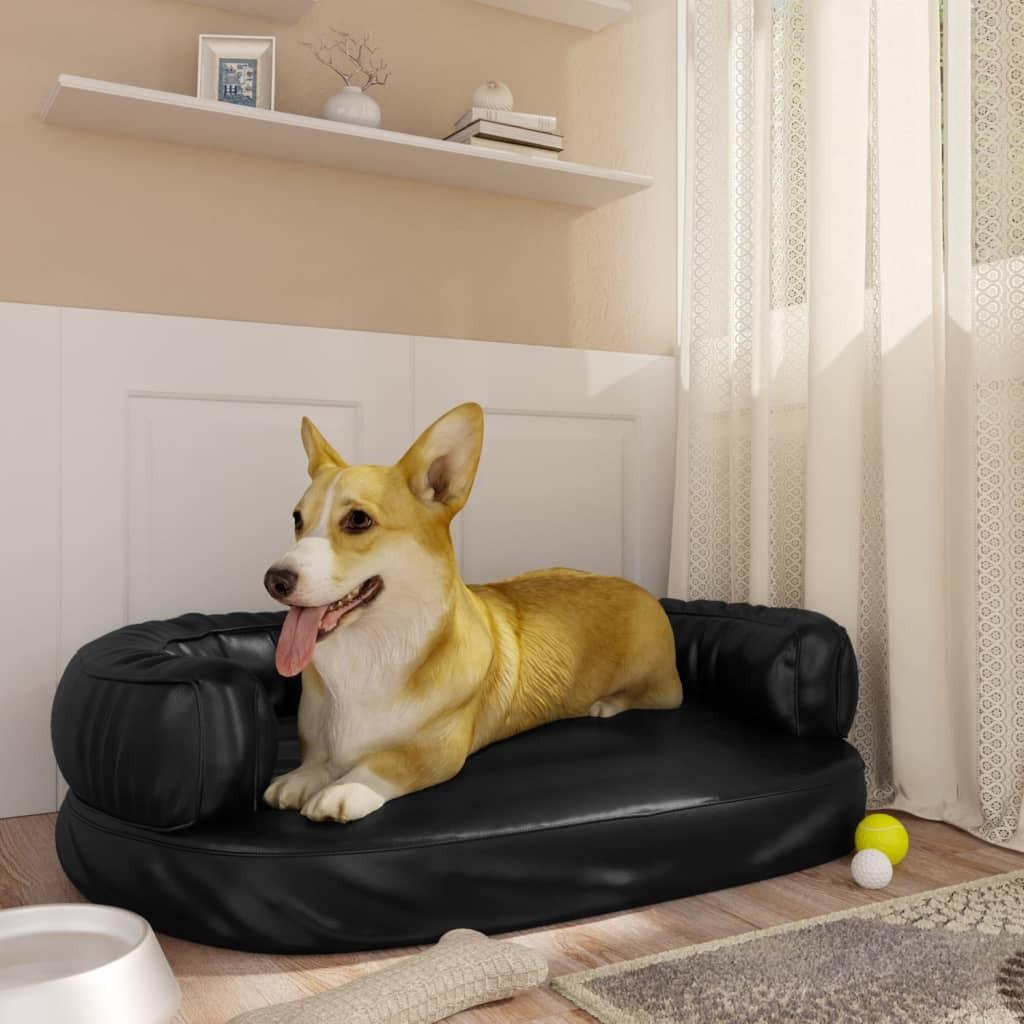 Ergonomisk hundeseng 75x53 cm skum og kunstlæder sort