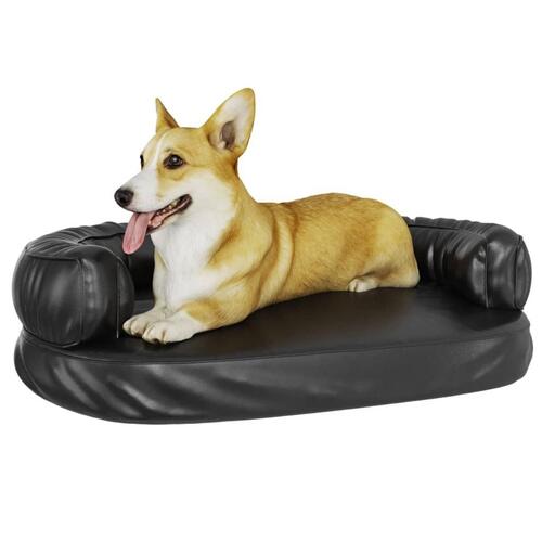 Ergonomisk hundeseng 75x53 cm skum og kunstlæder sort