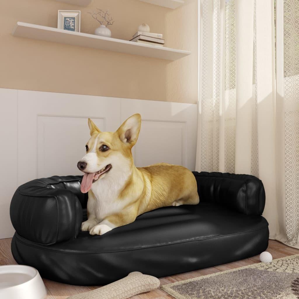 Ergonomisk hundeseng 88x65 cm skum og kunstlæder sort