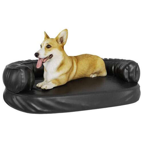 Ergonomisk hundeseng 88x65 cm skum og kunstlæder sort