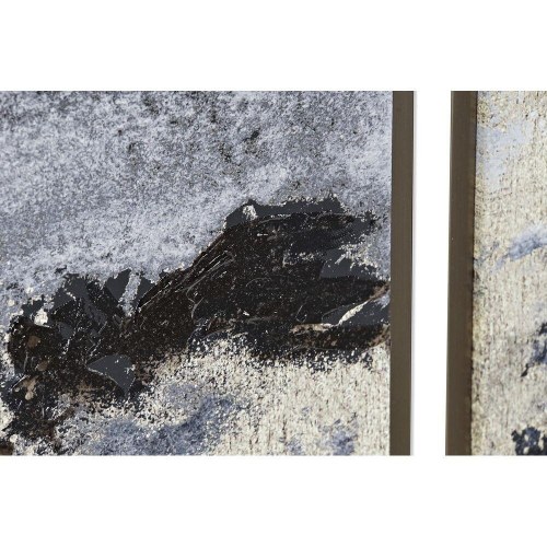 Lærred - håndmalet abstrakt, 79 × 79 cm (sort/guld)