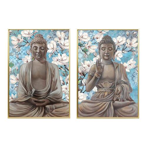 Maleri 51,5 x 3,5 x 71,5 cm Buddha Orientalsk (2 enheder)