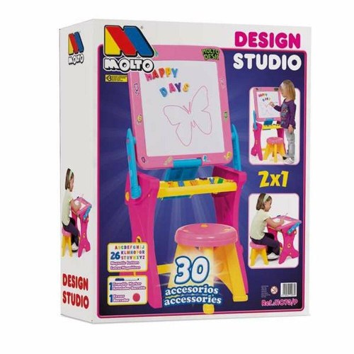 Moltó magnetisk skrivebord med whiteboard - Pink