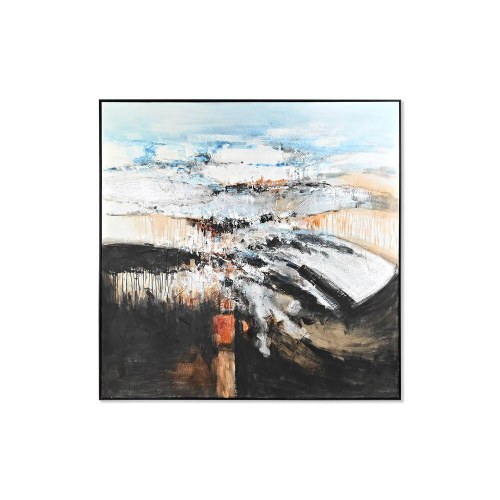 - Håndmalet abstrakt lærred, 155 × 155 cm, blå/sort