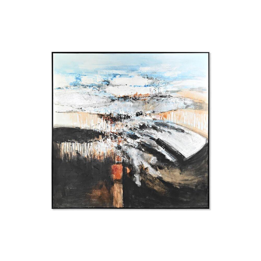 - Håndmalet abstrakt lærred, 155 × 155 cm, blå/sort