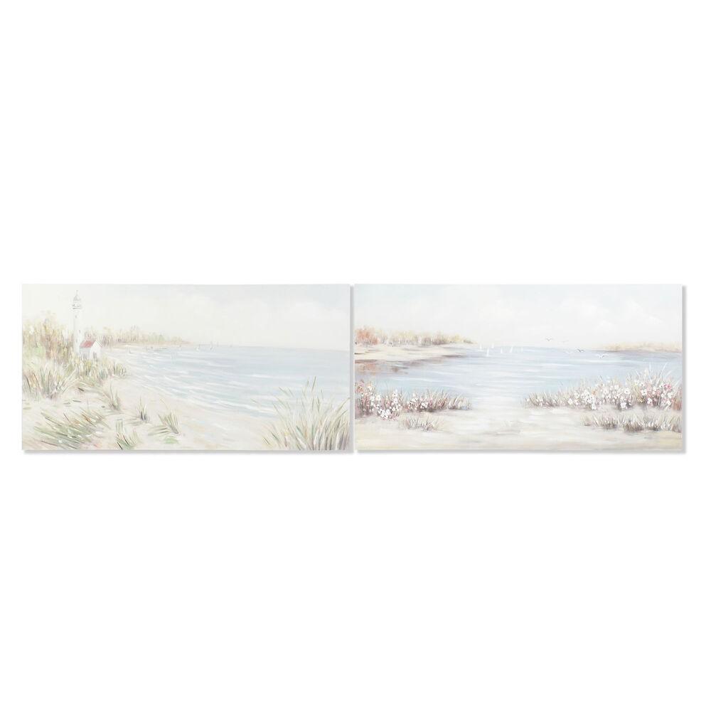 Lærredsmaleri - Fyrretræ/Canvas, 140 × 3,7 × 70 cm, Strand/Middelhavet