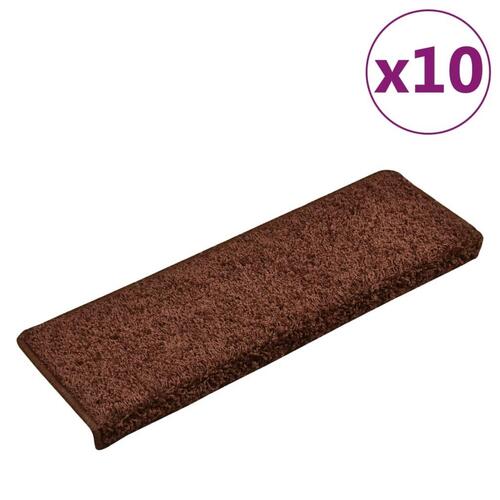 Trappemåtter 10 stk. 65x21x4 cm brun
