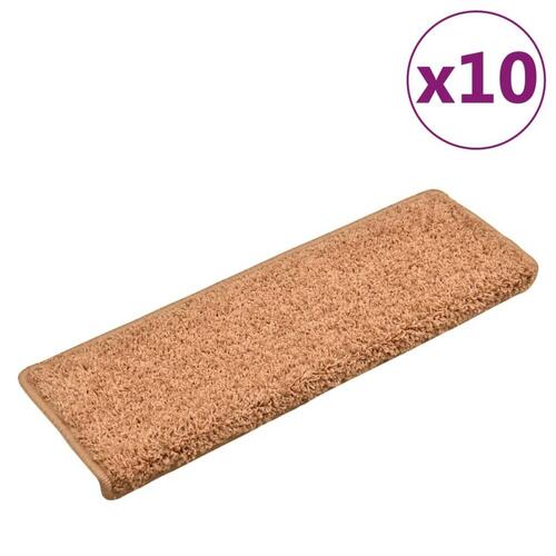Trappemåtter 10 stk. 65x21x4 cm brun