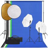 Fotostudiesæt med lampesæt + baggrund og reflektor