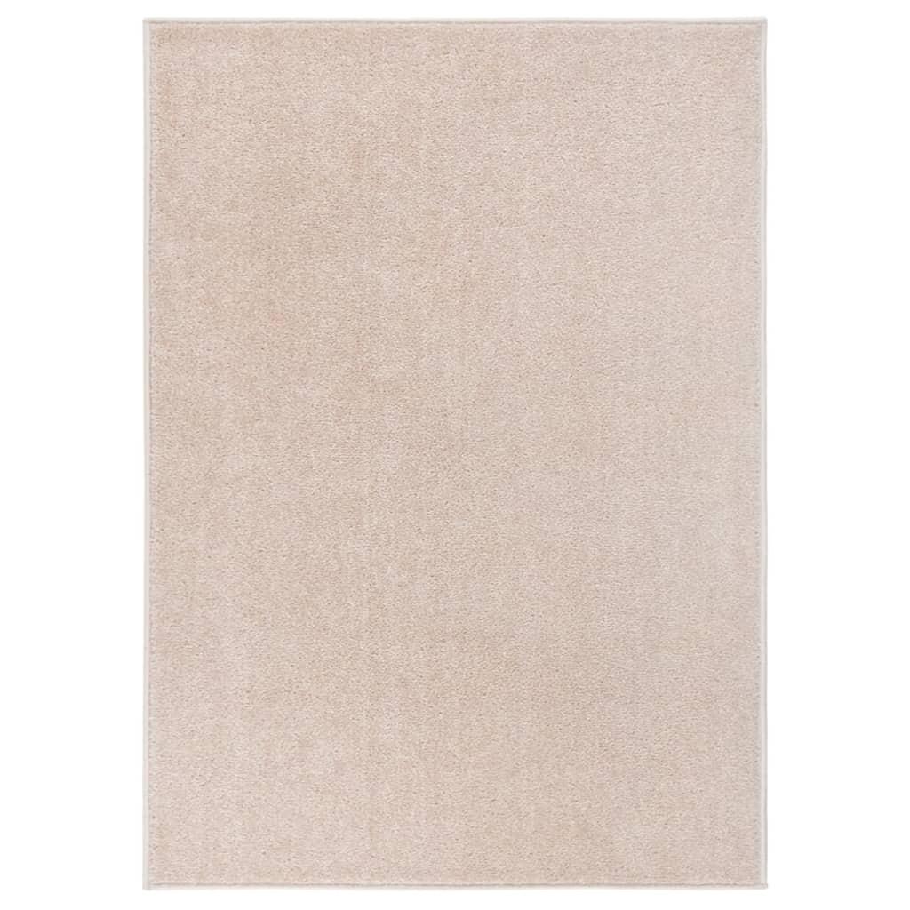 Gulvtæppe 140x200 cm kort luv mørk beige