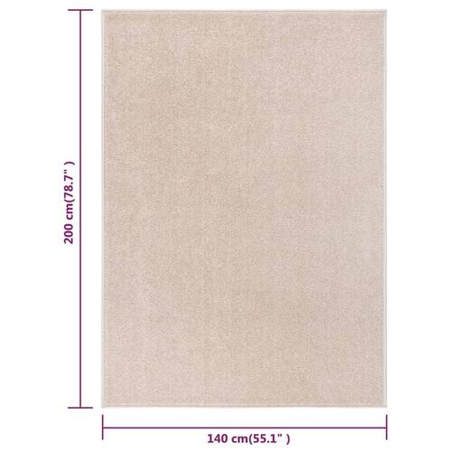 Gulvtæppe 140x200 cm kort luv mørk beige