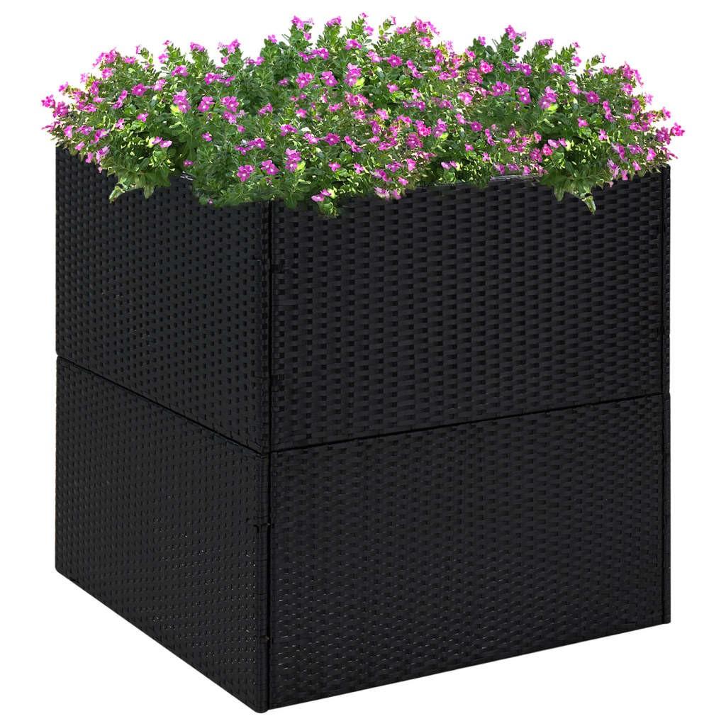 Plantekasse 80x80x80 cm polyrattan sort