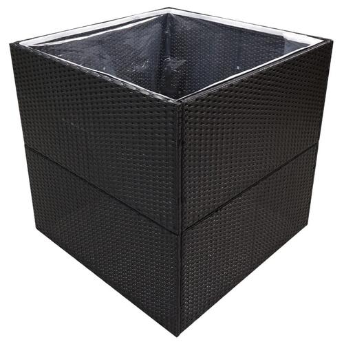 Plantekasse 80x80x80 cm polyrattan sort