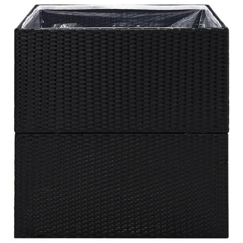 Plantekasse 80x80x80 cm polyrattan sort