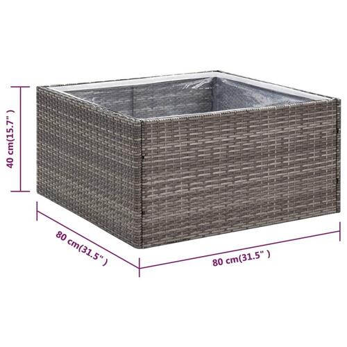 Plantekasse 80x80x40 cm polyrattan grå