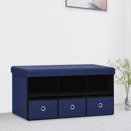 Foldbar opbevaringsbænk 76x38x38 cm kunstlærred blå