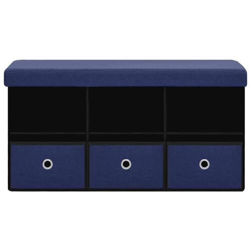 Foldbar opbevaringsbænk 76x38x38 cm kunstlærred blå