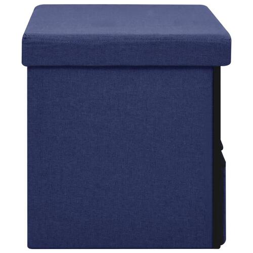 Foldbar opbevaringsbænk 76x38x38 cm kunstlærred blå