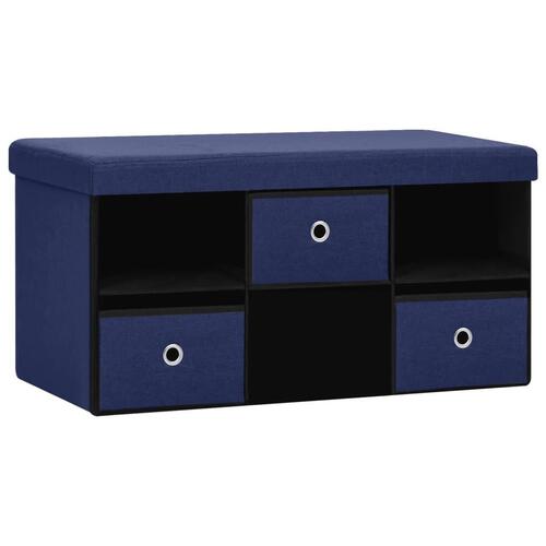 Foldbar opbevaringsbænk 76x38x38 cm kunstlærred blå