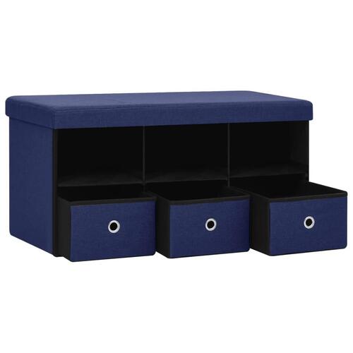 Foldbar opbevaringsbænk 76x38x38 cm kunstlærred blå