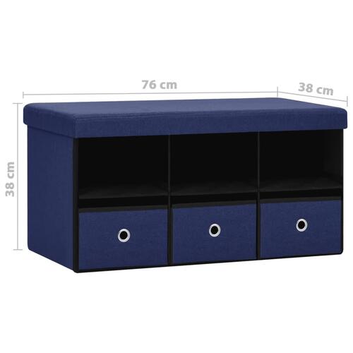 Foldbar opbevaringsbænk 76x38x38 cm kunstlærred blå