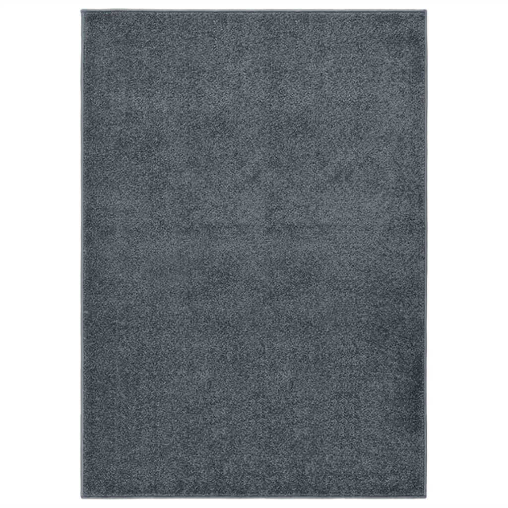 Gulvtæppe 240x340 cm kort luv antracitgrå