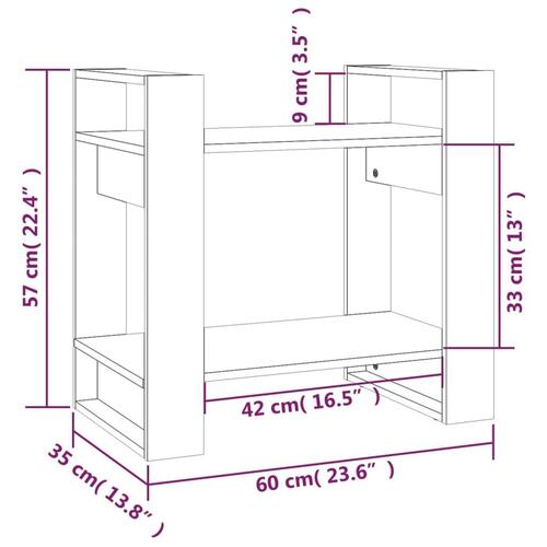Bogreol/rumdeler 60x35x57 cm massivt fyrretræ