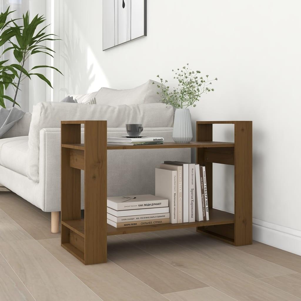 Bogreol/rumdeler 80x35x56,5 cm massivt fyrretræ gyldenbrun