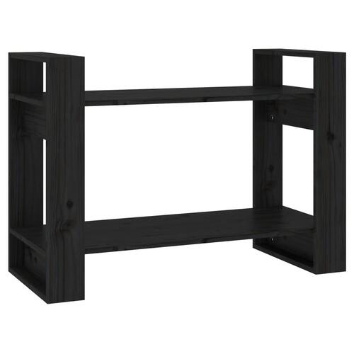 Bogreol/rumdeler 80x35x56,5 cm massivt fyrretræ sort