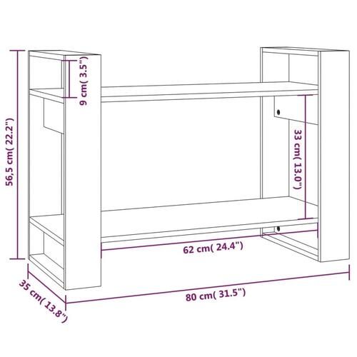 Bogreol/rumdeler 80x35x56,5 cm massivt fyrretræ sort