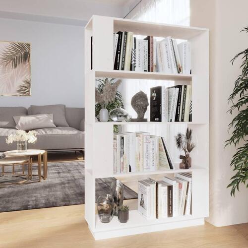 Bogreol/rumdeler 80x25x132 cm massivt fyrretræ hvid