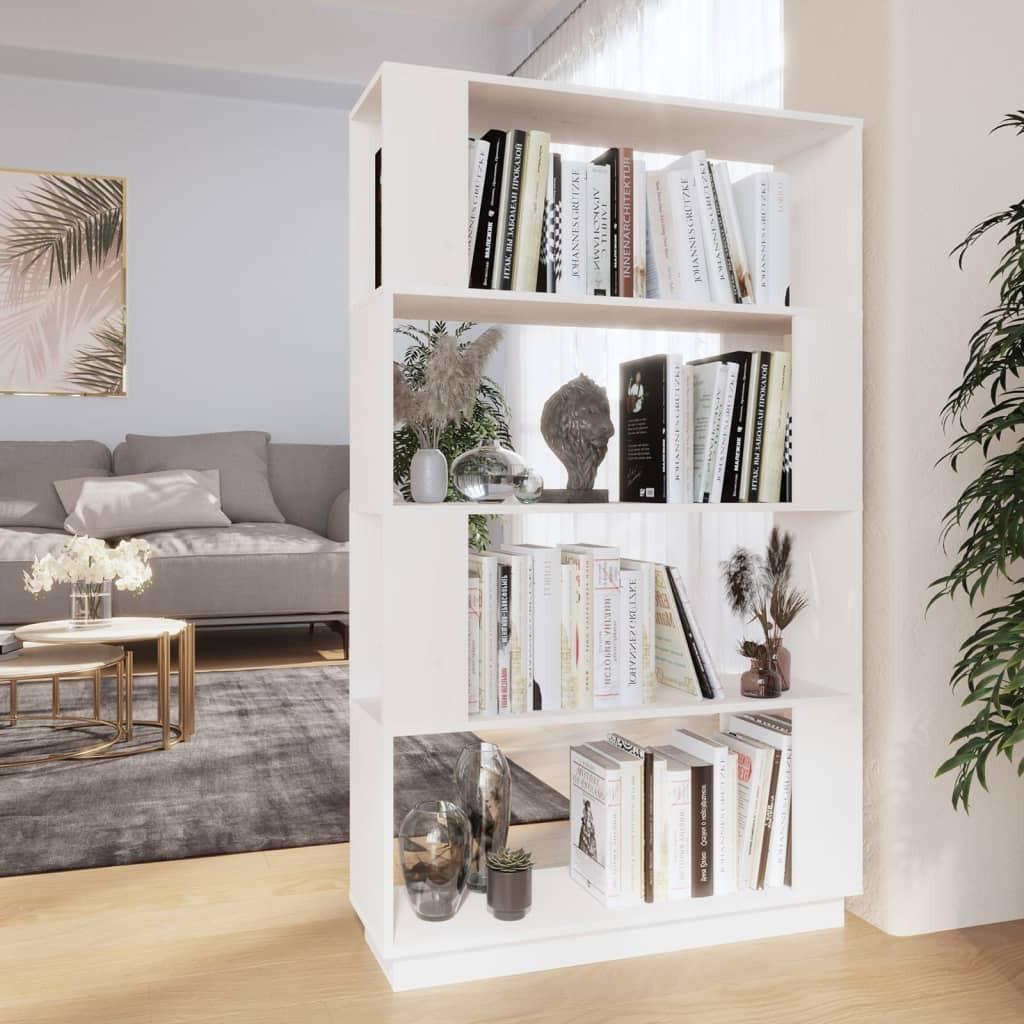 Bogreol/rumdeler 80x25x132 cm massivt fyrretræ hvid