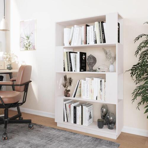 Bogreol/rumdeler 80x25x132 cm massivt fyrretræ hvid