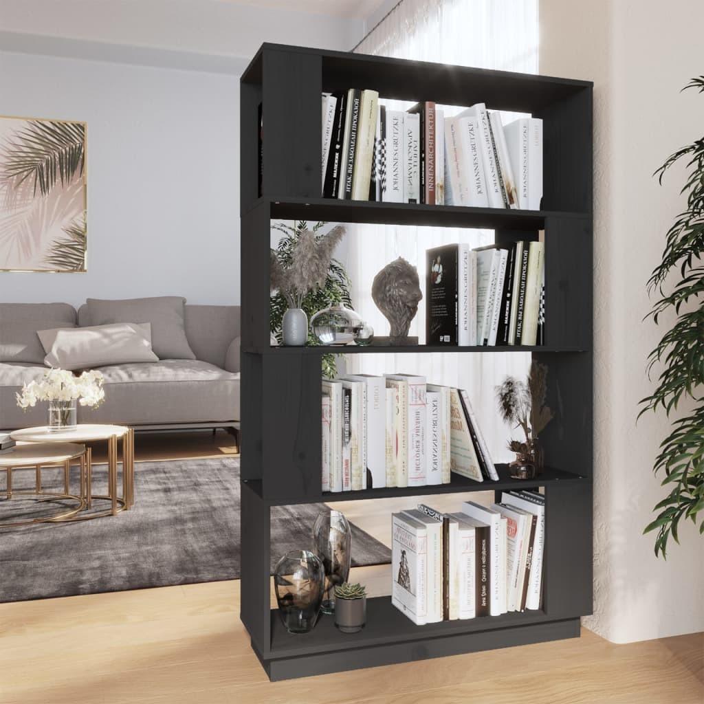 Bogreol/rumdeler 80x25x132 cm massivt fyrretræ grå
