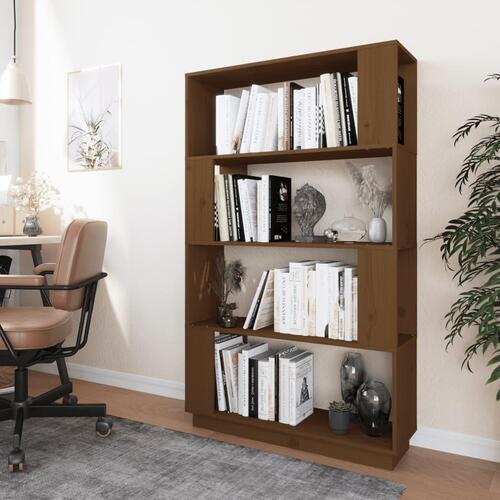 Bogreol/rumdeler 80x25x132 cm massivt fyrretræ gyldenbrun