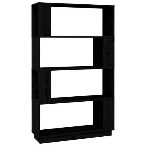 Bogreol/rumdeler 80x25x132 cm massivt fyrretræ sort