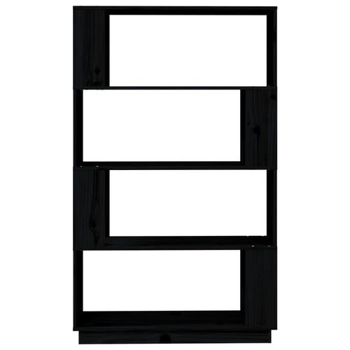 Bogreol/rumdeler 80x25x132 cm massivt fyrretræ sort