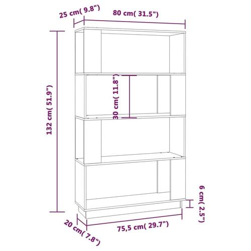 Bogreol/rumdeler 80x25x132 cm massivt fyrretræ sort