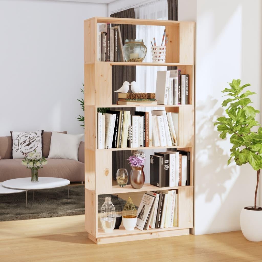 Bogreol/rumdeler 80x25x163,5 cm massivt fyrretræ