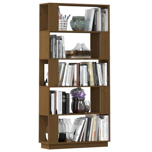Bogreol/rumdeler 80x25x163,5 cm massivt fyrretræ gyldenbrun