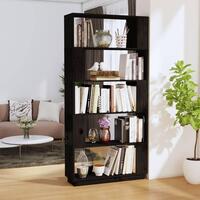 Bogreol/rumdeler 80x25x163,5 cm massivt fyrretræ sort