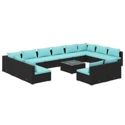 Loungesæt til haven 13 dele med hynder polyrattan sort