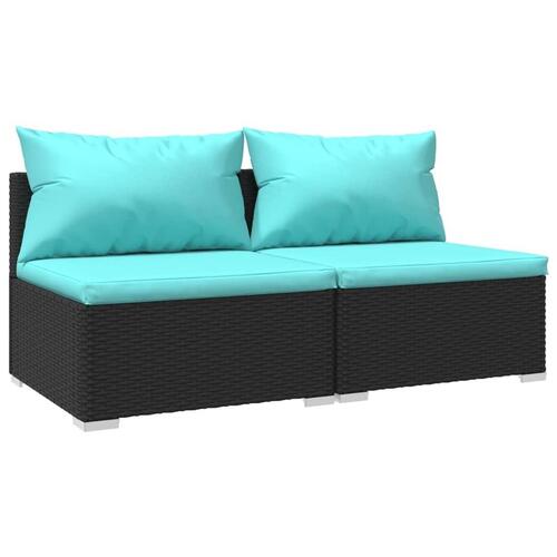 Loungesæt til haven 2 dele med hynder polyrattan sort