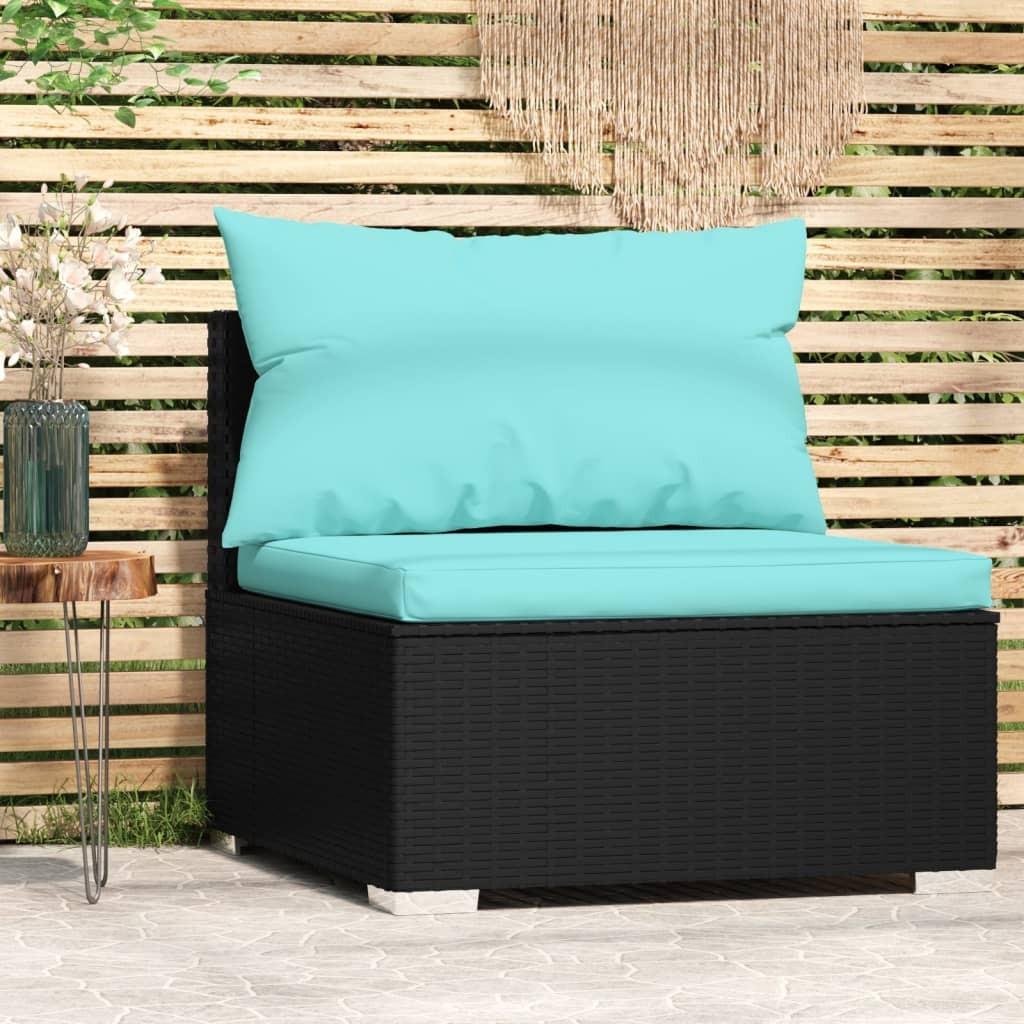Midtermodul til modulsofa med hynder polyrattan sort