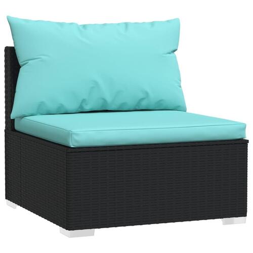 Midtermodul til modulsofa med hynder polyrattan sort