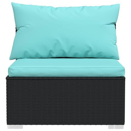 Midtermodul til modulsofa med hynder polyrattan sort
