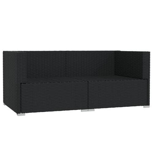 2-personers sofa med hynder polyrattan sort