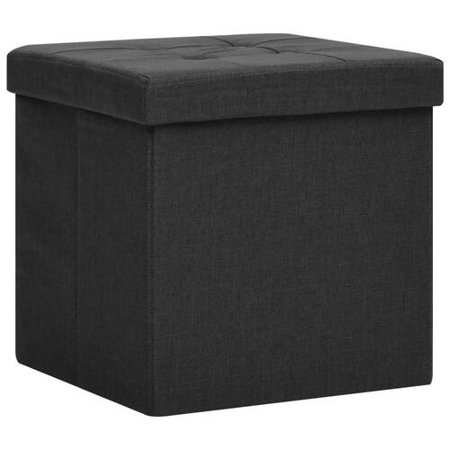 Foldbare opbevaringspuffer 2 stk. kunstlærred sort
